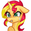 Size: 100x100 | Tagged: safe, artist:pohwaran, sunset shimmer, pony, unicorn, icon, simple background, solo, sweatdrop, transparent background