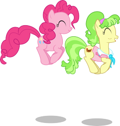 Size: 5676x6000 | Tagged: safe, artist:masem, chickadee, ms. peachbottom, pinkie pie, earth pony, pony, games ponies play, .svg available, absurd resolution, pronking, simple background, transparent background, vector