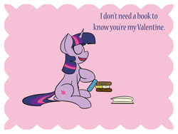 Size: 2400x1800 | Tagged: safe, artist:faithlessrurouni, derpibooru import, twilight sparkle, book, solo, valentine