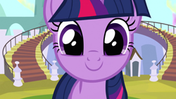 Size: 1280x720 | Tagged: safe, derpibooru import, screencap, twilight sparkle, unicorn twilight, pony, unicorn, cute, female, grin, looking at you, mare, smiling, solo, twiabetes