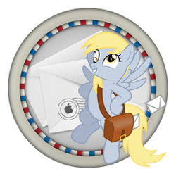 Size: 256x256 | Tagged: safe, artist:rainbowglatos, derpy hooves, pegasus, pony, bag, female, icon, letter, mail, mailbag, mailmare, mailpony, mare, solo