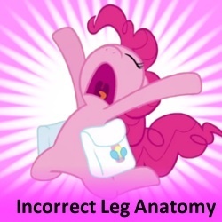 Size: 250x250 | Tagged: safe, pinkie pie, pony, bags, incorrect leg anatomy, solo, spoilered image joke