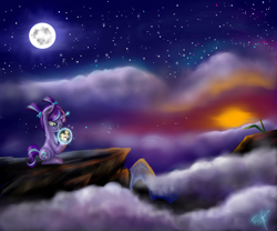 Size: 3000x2500 | Tagged: safe, artist:vanezaescobedo, starlight glimmer, pony, unicorn, female, filly, full moon, magic, mare, moon, night, scenery, solo