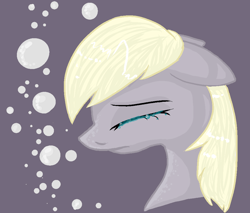 Size: 1006x858 | Tagged: safe, artist:ifoopets, derpy hooves, pegasus, pony, bubble, crying, female, mare, sad, solo