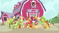 Size: 1366x768 | Tagged: safe, apple bloom, apple fritter, applejack, babs seed, big macintosh, granny smith, hayseed turnip truck, earth pony, pony, 1000 hours in ms paint, annoying orange, apple family, apple family member, male, photo, stallion