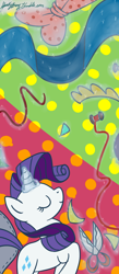 Size: 590x1352 | Tagged: safe, artist:kyle23emma, rarity, pony, unicorn, fabric, scissors, sewing, solo, thread