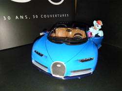 Size: 4160x3120 | Tagged: safe, derpibooru import, rainbow dash, bburago, blind bag, bugatti, bugatti chiron, car, figure, hypercar, irl, photo, photography, solo, supercar, toy