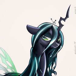 Size: 1080x1080 | Tagged: safe, artist:cosmotic1214, queen chrysalis, changeling, changeling queen, pony, chrysalislover, evil, female, illustration, magic, queen, sexy, wallpaper