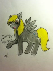 Size: 720x960 | Tagged: safe, artist:lemur1928, derpy hooves, pegasus, pony, female, mare, solo, traditional art