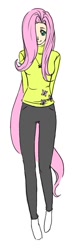 Size: 400x1362 | Tagged: safe, artist:andouhayate, fluttershy, clothes, female, humanized, pink hair, solo