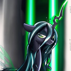 Size: 1080x1080 | Tagged: safe, artist:cosmotic1214, queen chrysalis, changeling, changeling queen, pony, digital art, evil, queen, sexy, wallpaper