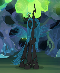 Size: 706x850 | Tagged: safe, screencap, ocellus, queen chrysalis, changedling, changeling, changeling queen, what lies beneath, cropped, disguise, disguised changeling, eyes closed, female, sad