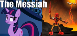 Size: 605x288 | Tagged: safe, derpibooru import, twilight sparkle, bionicle, crossover, lego, tahu