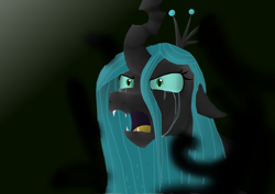 Size: 4960x3508 | Tagged: safe, artist:mr100dragon100, queen chrysalis, changeling, changeling queen, crying, crysalis, female