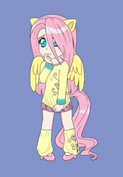 Size: 1752x2512 | Tagged: safe, artist:apocalypsepuppy, fluttershy, chibi, eared humanization, humanized, solo, tailed humanization, winged humanization