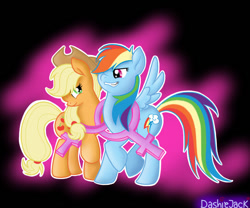 Size: 979x816 | Tagged: safe, artist:dashiejackds, derpibooru import, applejack, rainbow dash, earth pony, pegasus, pony, appledash, female, lesbian, shipping