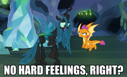 Size: 933x567 | Tagged: safe, edit, edited screencap, screencap, ocellus, queen chrysalis, smolder, changedling, changeling, changeling queen, pony, what lies beneath, adorkable, angry, anxiety, awkward, bad poker face, caption, cropped, cute, cutealis, dialogue, diaocelles, disguise, disguised changeling, dork, dorkalis, duo, faic, fangs, fear, female, flying, frown, giggling, image macro, imminent death, implied chrysalis, intimidating, laughing, mare, menacing, nervous, nervous grin, nervous laugh, nightmare cave, open mouth, raised hoof, scared, shrunken pupils, silly, silly pony, size difference, smiling, smolder is not amused, spread wings, standing, text, the implications are horrible, this will end in death, this will end in pain, this will end in tears, this will end in tears and/or death, what if, wide eyes, wings, worried