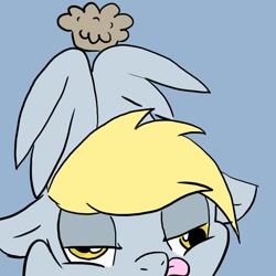 Size: 600x600 | Tagged: safe, artist:shalomsteph, derpy hooves, pegasus, pony, female, mare, muffin, solo, tongue out