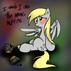 Size: 900x900 | Tagged: safe, artist:fullmetalpikmin, derpy hooves, pegasus, pony, bloodshot eyes, drugs, female, high, mare, marijuana, muffin, solo, stoner