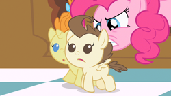 Size: 1280x720 | Tagged: safe, screencap, pinkie pie, pound cake, pumpkin cake, earth pony, pony, baby cakes