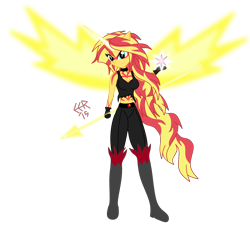 Size: 4045x3685 | Tagged: safe, artist:e-e-r, sunset shimmer, equestria girls, belly button, cleavage, clothes, female, midriff, simple background, solo, tanktop, transparent background