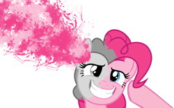 Size: 1920x1200 | Tagged: safe, artist:zaponator, pinkie pie, earth pony, pony, bang, borderlands, headsplosion, paint, smiling, solo, surreal, vector, wallpaper