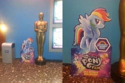 Size: 4896x3264 | Tagged: safe, derpibooru import, applejack, fluttershy, pinkie pie, rainbow dash, rarity, spike, twilight sparkle, twilight sparkle (alicorn), alicorn, dragon, earth pony, pegasus, pony, unicorn, my little pony: the movie, cardboard, cinema, german, oscar, promotional art, rainbow