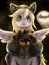 Size: 600x800 | Tagged: safe, artist:bakki, derpy hooves, pegasus, pony, bat signal, batman, female, mare, muffin, solo