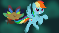Size: 3840x2160 | Tagged: safe, artist:vogon42, derpibooru import, rainbow dash, pegasus, pony, my little pony: the movie, airship, awesome, celaeno's airship, critique requested, female, flying, mare, pirate ship, solo, zeppelin