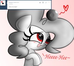 Size: 1000x900 | Tagged: safe, artist:albinonart, pinkie pie, earth pony, pony, albino pie, blushing, heart, le