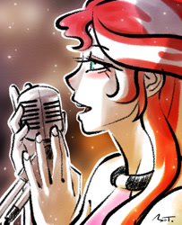 Size: 650x800 | Tagged: safe, artist:mojot, sunset shimmer, equestria girls, daily sunset, microphone, profile, singing, solo