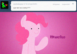 Size: 636x449 | Tagged: safe, pinkie pie, earth pony, pony, female, mare, pink coat, pink mane, pinkierespuestas, solo, spanish