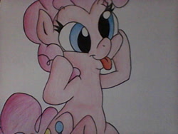Size: 640x480 | Tagged: safe, pinkie pie, earth pony, pony, female, mare, pink coat, pink mane, pinkierespuestas, tongue out, traditional art