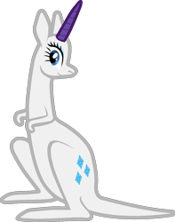 Size: 1057x1344 | Tagged: safe, rarity, kangaroo, forced meme, kangaroonicorn, meme, missing pouch, solo, species swap, wat