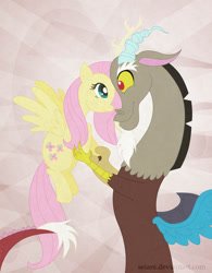 Size: 789x1013 | Tagged: safe, artist:seiani, discord, fluttershy, pegasus, pony, discoshy, female, male, shipping, straight