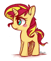 Size: 336x400 | Tagged: safe, artist:phyllismi, sunset shimmer, pony, blank flank, chibi, filly, filly sunset shimmer, solo, younger