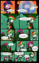 Size: 1024x1638 | Tagged: safe, artist:fj-c, derpibooru import, pinkie pie, rainbow dash, twilight sparkle, equestria girls, comic, dialogue, fantasy equestria, humanized, pony coloring