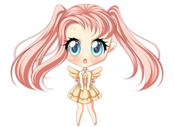 Size: 964x700 | Tagged: safe, artist:amai--kiss, fluttershy, chibi, humanized, solo, winged humanization