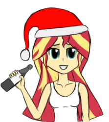 Size: 324x363 | Tagged: safe, sunset shimmer, equestria girls, hat, santa hat, solo, tanktop