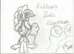 Size: 2338x1700 | Tagged: safe, artist:majorleaguepony, pinkie pie, earth pony, pony, female, keldeo, keldeo's pinkie adventure, mare, sketch, traditional art