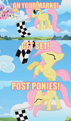 Size: 407x691 | Tagged: safe, screencap, fluttershy, pegasus, pony, female, filly, filly fluttershy, group, post ponies, solo focus, younger