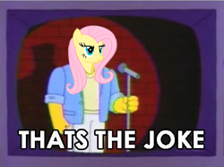 Size: 450x337 | Tagged: safe, fluttershy, barely pony related, rainier wolfcastle, reaction image, solo, that's the joke, the simpsons