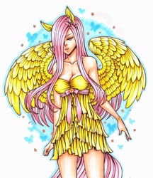 Size: 800x928 | Tagged: safe, artist:samurainataku, fluttershy, eared humanization, humanized, solo, tailed humanization, traditional art, winged humanization