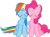 Size: 1915x1398 | Tagged: safe, artist:zacatron94, derpibooru import, pinkie pie, rainbow dash, earth pony, pegasus, pony, cute, dashabetes, diapinkes, female, hug, lesbian, pinkiedash, shipping, simple background, sitting, transparent background, vector, winghug