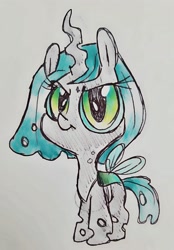 Size: 1830x2626 | Tagged: source needed, safe, artist:smirk, queen chrysalis, changeling, changeling queen, cute, cutealis, doodle, female, solo, traditional art, younger