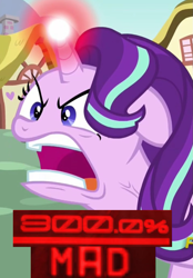 Size: 709x1019 | Tagged: safe, edit, edited screencap, editor:watermelon changeling, screencap, starlight glimmer, pony, unicorn, all bottled up, 200% mad, caption, expand dong, exploitable meme, faic, image macro, meme, open mouth, ragelight glimmer, solo