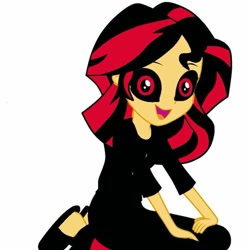 Size: 791x791 | Tagged: safe, edit, sunset shimmer, oc, equestria girls, base used, black sclera, creepypasta, donut steel, recolor, zalgo