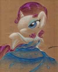 Size: 820x1024 | Tagged: safe, artist:getchanoodlewet, rarity, pony, unicorn, clothes, dress, solo, traditional art