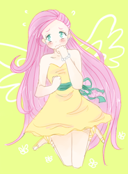 Size: 632x858 | Tagged: safe, artist:girtawns, fluttershy, humanized, solo, winged humanization