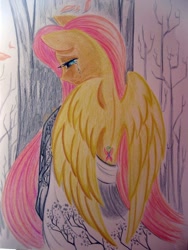 Size: 600x800 | Tagged: safe, artist:misschang, fluttershy, pegasus, pony, female, mare, pink mane, yellow coat